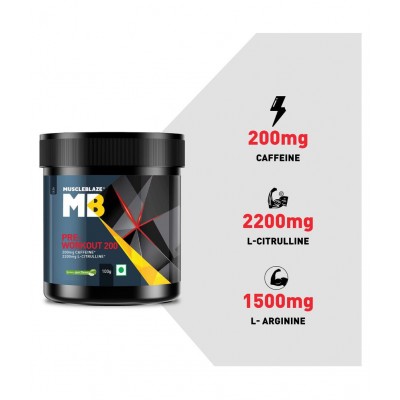 MuscleBlaze Pre Workout 200, 200mg Caffeine, 2200mg Citrulline (Green Apple, 100g, 20 servings)