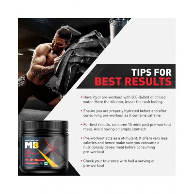 MuscleBlaze Pre Workout 300, 300 mg Caffeine, 3000 mg Citrulline (Melon Twist, 250 g, 31 Servings)