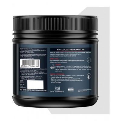 MuscleBlaze Pre Workout 300, 300 mg Caffeine, 3000 mg Citrulline (Melon Twist, 250 g, 31 Servings)
