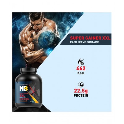 MuscleBlaze Super Gainer XXL, For Muscle Mass Gain (Chocolate, 3 kg / 6.6 lb, 30 Servings)