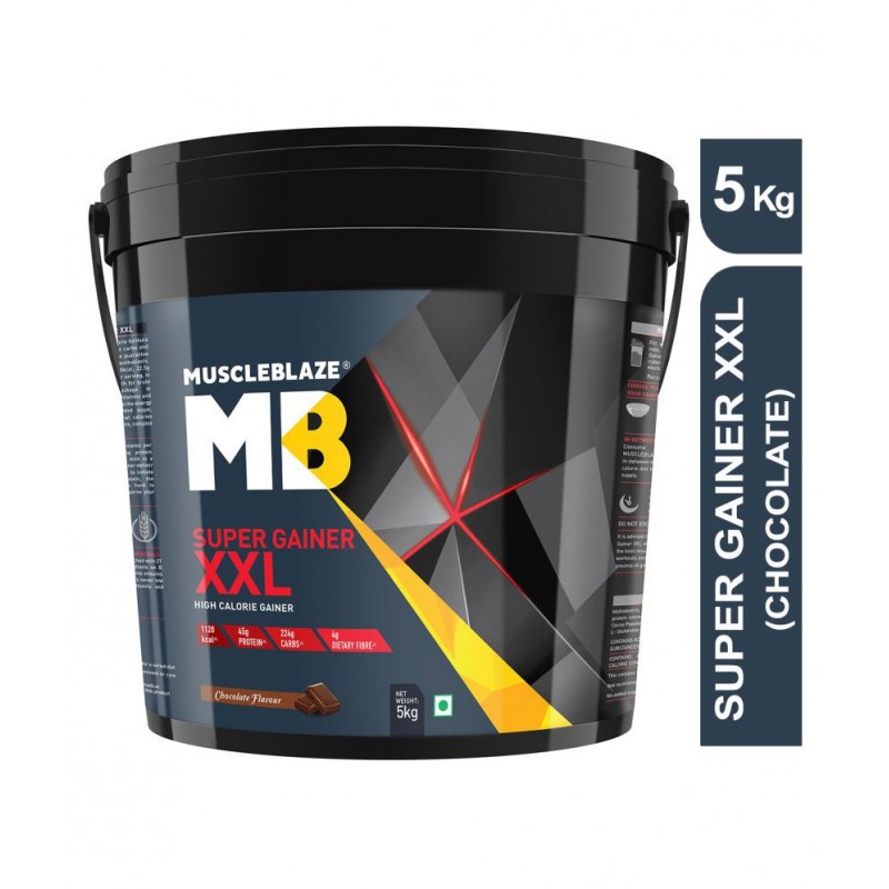 MuscleBlaze Super Gainer XXL, For Muscle Mass Gain (Chocolate, 5 kg / 11 lb, 50 Servings)