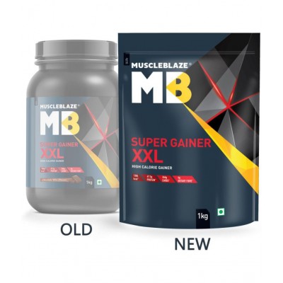MuscleBlaze Super Gainer XXL, For Muscle Mass Gain (Chocolate Bliss, 1 Kg / 2.2 lb, 10 Servings)