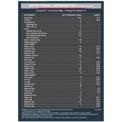 MuscleBlaze Super Gainer XXL, For Muscle Mass Gain (Chocolate Bliss, 1 Kg / 2.2 lb, 10 Servings)