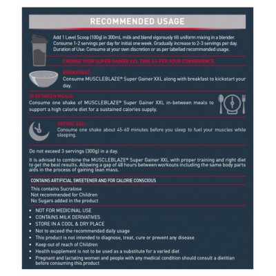 MuscleBlaze Super Gainer XXL, For Muscle Mass Gain (Chocolate Bliss, 1 Kg / 2.2 lb, 10 Servings)