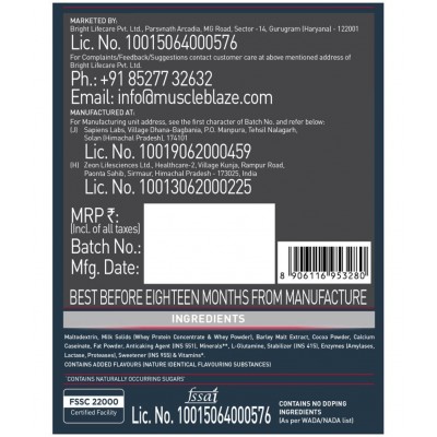 MuscleBlaze Super Gainer XXL, For Muscle Mass Gain (Chocolate Bliss, 1 Kg / 2.2 lb, 10 Servings)