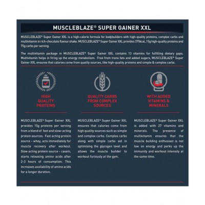 MuscleBlaze Super Gainer XXL Weight Gainers/Mass Gainers (1 kg, Chocolate) MuscleBlaze Super Gainer XXL Weight Gainers/Mass Gainers (1 kg, Chocolate)