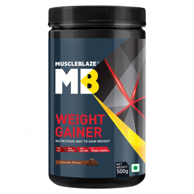 MuscleBlaze Weight Gainer with Added Digezyme (Chocolate, 500 g / 1.1 lb, 5 Servings)