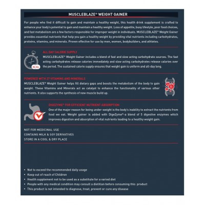 MuscleBlaze Weight Gainer with Added Digezyme (Kesar Pista Badam, 3 kg / 6.6 lb, 30 Servings)