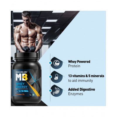 MuscleBlaze Whey Energy with Whey & Multivitamins Blend (Chocolate, 1 kg / 2.2 lb, 30 Servings)