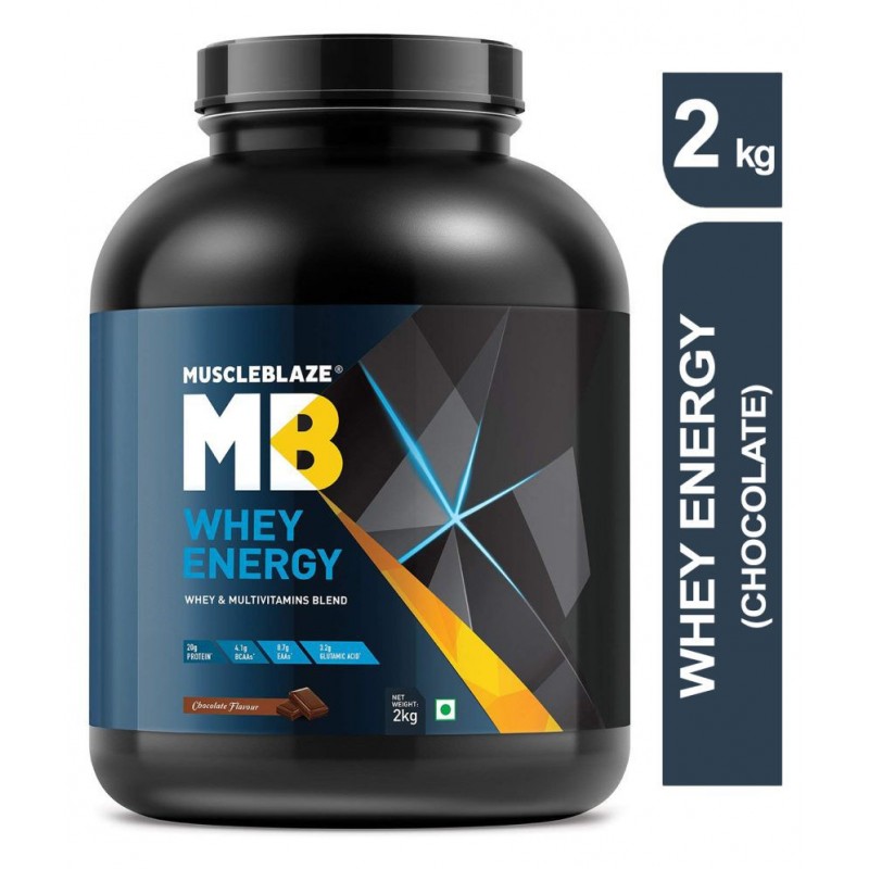 MuscleBlaze Whey Energy with Whey & Multivitamins Blend (Chocolate, 2 kg / 4.4 lb, 60 Servings)