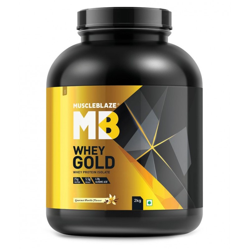 MuscleBlaze Whey Gold, 100% Whey Protein Isolate, Labdoor USA Certified (Gourmet Vanilla, 2 kg / 4.4 lb, 66 Servings)