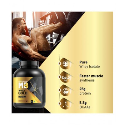 MuscleBlaze Whey Gold, 100% Whey Protein Isolate, Labdoor USA Certified (Mocha Cappuccino, 2 kg / 4.4 lb, 66 Servings)