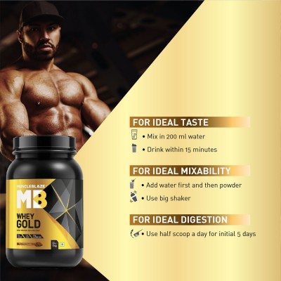 MuscleBlaze Whey Gold, 100% Whey Protein Isolate, Labdoor USA Certified (Rich Milk Chocolate, 1 kg / 2.2 lb, 33 Servings)