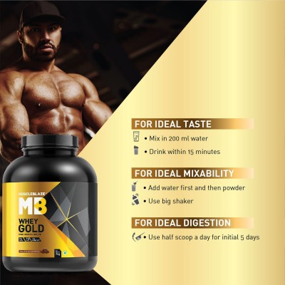 MuscleBlaze Whey Gold, 100% Whey Protein Isolate, Labdoor USA Certified, Rich Milk Chocolate, 2 kg / 4.4 lb, 66 Servings with Shaker, 650 ml (Combo Pack)