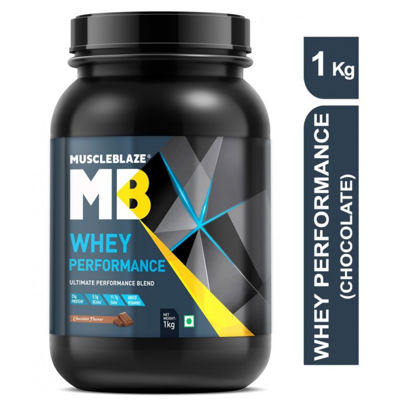 MuscleBlaze Whey Performance (Chocolate, 1 kg / 2.2 lb, 27 Servings)