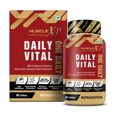 MuscleXP Daily Vital Multivitamin With 25 Vitamins & Minerals, 5 Super Antioxidants & Ginseng, 60 Tablets