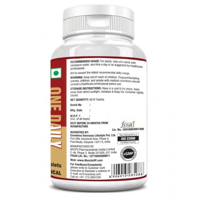 MuscleXP Daily Vital Multivitamin With 25 Vitamins & Minerals, 5 Super Antioxidants & Ginseng, 60 Tablets