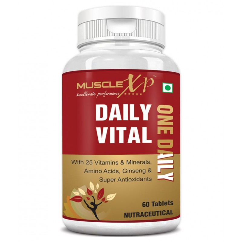 MuscleXP Daily Vital Multivitamin With 25 Vitamins & Minerals, 5 Super Antioxidants & Ginseng, 60 Tablets
