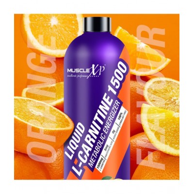 MuscleXP Liquid L-Carnitine 1500, Metabolic Energizer, No Added Sugar, 100% Stimulant Free, Orange Flavor - 450ml