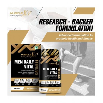 MuscleXP Men Daily Vital Fitness, Advanced Formulation With Vitamins, Minerals, Sports Blend, BCAA & Herbal Matrix, 60 Tablets (Pack of 2)
