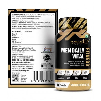 MuscleXP Men Daily Vital Fitness, Advanced Formulation With Vitamins, Minerals, Sports Blend, BCAA & Herbal Matrix, 60 Tablets (Pack of 2)