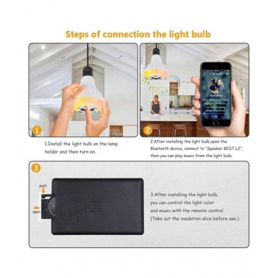 Music and Light Bulb, E27 & B22 LED Light Bulb With Bluetooth Speaker RGB Self Changing Color Lamp Built-In Audio Speaker