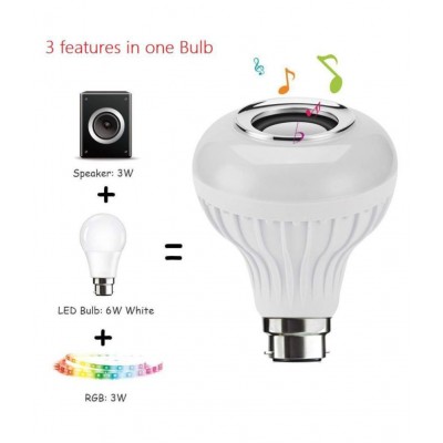 Music and Light Bulb, E27 & B22 LED Light Bulb With Bluetooth Speaker RGB Self Changing Color Lamp Built-In Audio Speaker