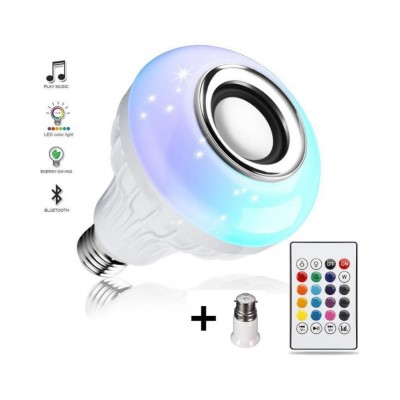 Music and Light Bulb, E27 & B22 LED Light Bulb With Bluetooth Speaker RGB Self Changing Color Lamp Built-In Audio Speaker