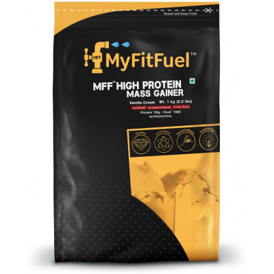 MyFitFuel High Protein Mass Gainer 1 kg, Vanilla Crème 1 kg Mass Gainer Powder