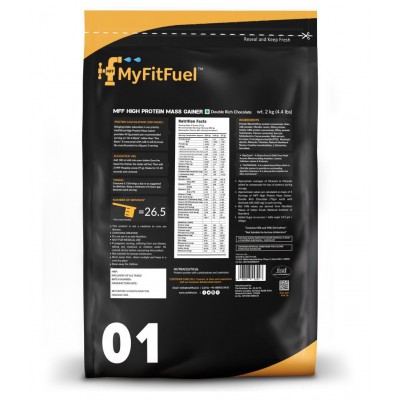 MyFitFuel High Protein Mass Gainer 2 kg, Vanilla Crème 2 kg Mass Gainer Powder Pack of 2