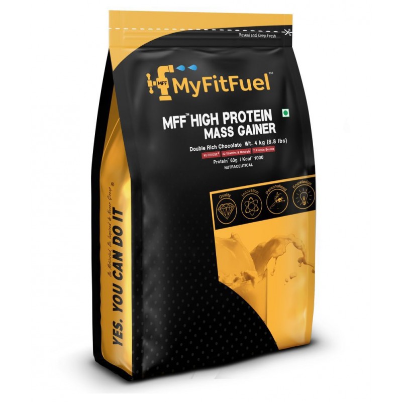 MyFitFuel High Protein Mass Gainer 4 kg, Vanilla Crème 4 kg Mass Gainer Powder Pack of 4