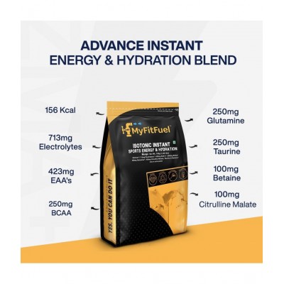 MyFitFuel Isotonic Instant Sports Energy & Hydration Electrolytes, BCAA, EAA, Glutamine, Taurine Vitamins+more Energy Drink for Adult 750 gm