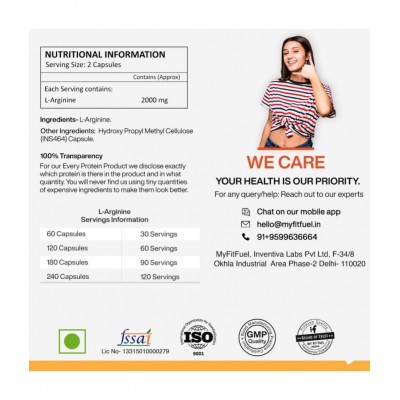 MyFitFuel L-Arginine (2000 mg) 120 no.s