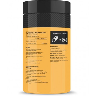MyFitFuel L-Carnitine L-Tartrate (1500mg) Weight Management 240 no.s Fat Burner Capsule