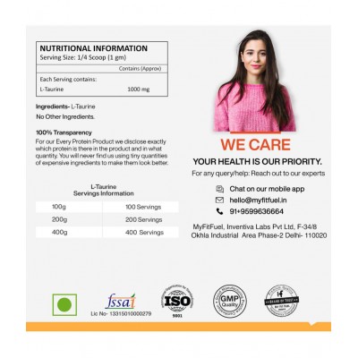 MyFitFuel L-Taurine 200 g, Unflavored 200 gm