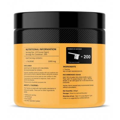 MyFitFuel L-Taurine 200 g, Unflavored 200 gm