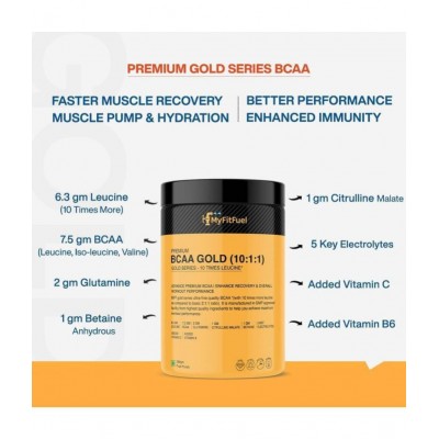 MyFitFuel Premium BCAA Gold (10:1:1), 10 Time Leucine & More 100 gm