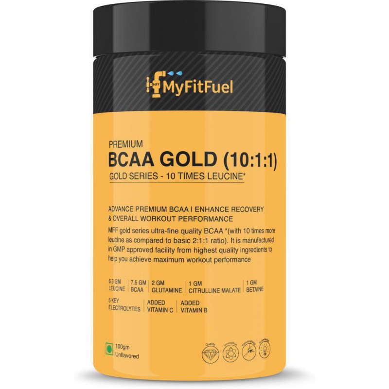 MyFitFuel Premium BCAA Gold (10:1:1), 10 Time Leucine & More 100 gm