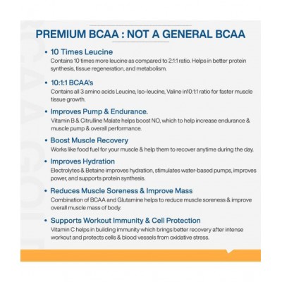 MyFitFuel Premium BCAA Gold (10:1:1), 10 Time Leucine & More 400 gm