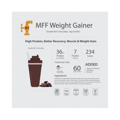 MyFitFuel Weight Gainer 2 kg, Double Rich Chocolate 2 kg Weight Gainer Powder