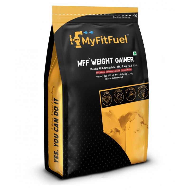 MyFitFuel Weight Gainer 3 kg, Double Rich Chocolate 3 kg Weight Gainer Powder