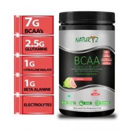 NATURYZ Instantized BCAA Energy Blast with 7000 BCAA, Glutamine, Citrulline & Beta Alanine (Guava Flavor) - 450Gms 450 gm