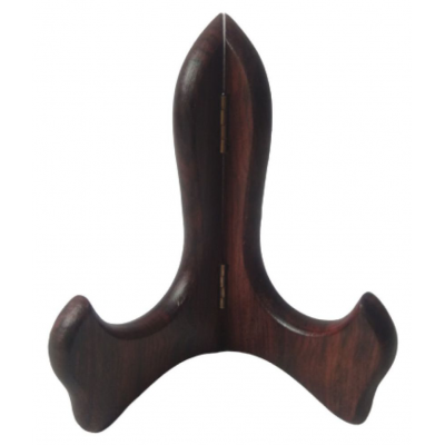 NEW ERA CARVED PLATES STAND 12 Cm Brown Wood Handicraft Showpiece - Pack of 1