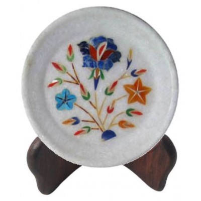 NEW ERA CARVED PLATES STAND 12 Cm Brown Wood Handicraft Showpiece - Pack of 1