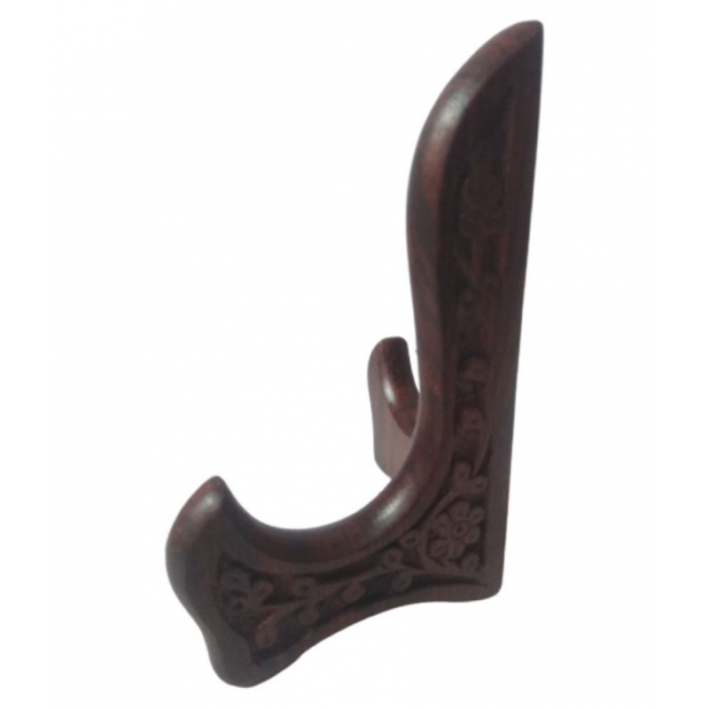 NEW ERA CARVED PLATES STAND 12 Cm Brown Wood Handicraft Showpiece - Pack of 1