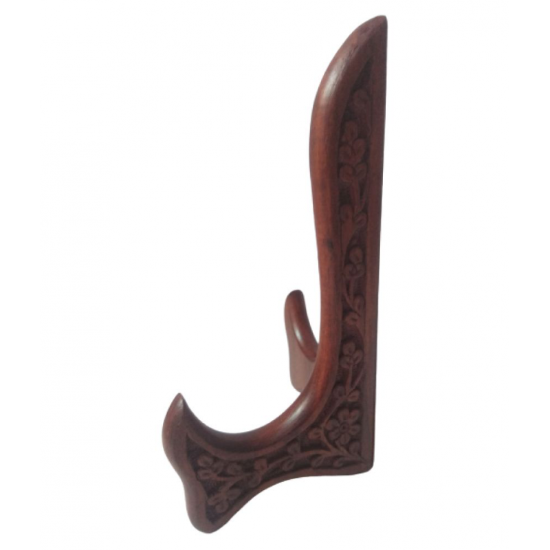 NEW ERA CARVED PLATES STAND 17.5 Cm Brown Wood Handicraft Showpiece - Pack of 1