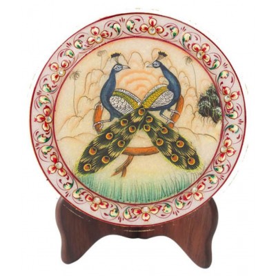 NEW ERA CARVED PLATES STAND 27.5 Cm Brown Wood Handicraft Showpiece - Pack of 1