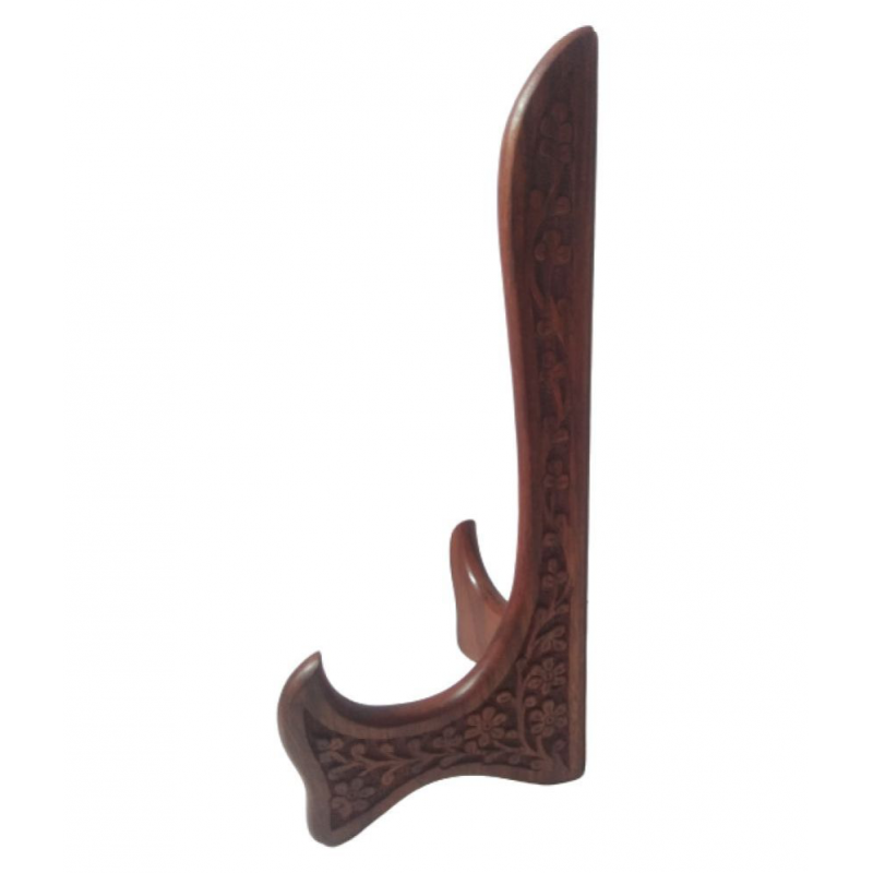 NEW ERA CARVED PLATES STAND 27.5 Cm Brown Wood Handicraft Showpiece - Pack of 1