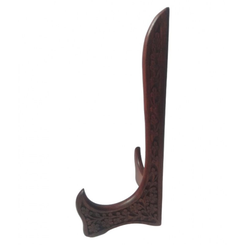 NEW ERA CARVED PLATES STAND 30 Cm Brown Wood Handicraft Showpiece - Pack of 1