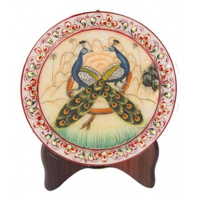 NEW ERA CARVED PLATES STAND 30 Cm Brown Wood Handicraft Showpiece - Pack of 1